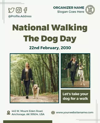 Nature-Inspired National Walking Dog Day Celebration Poster Template