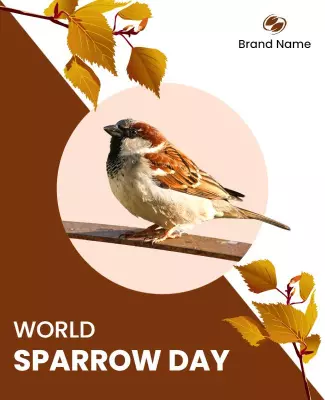 Nature-Inspired Warm Colors World Sparrow Day Poster Template