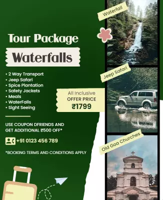 Nature-Inspired Waterfalls Tour Package Adventure Poster Template