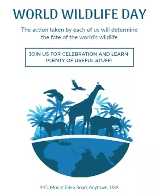 Nature-Themed Blue World Wildlife Day Celebration Poster Template