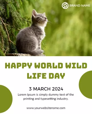 Nature-Themed Cat Awareness World Wildlife Day Poster Template