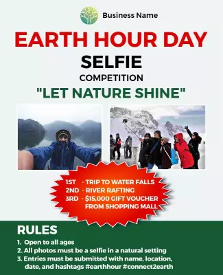 Nature-Themed Earth Hour Day Selfie Competition Poster Template
