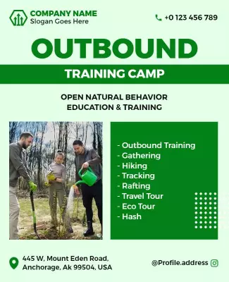 Nature-Themed Green Outbound Training Camp Poster Template