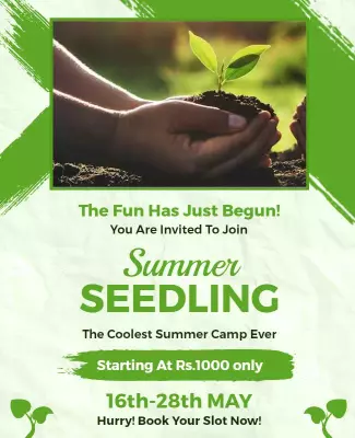 Nature-Themed Green Summer Seedling Camp Poster Template