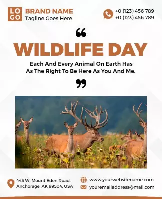 Nature-Themed Wildlife Day Awareness Poster Template