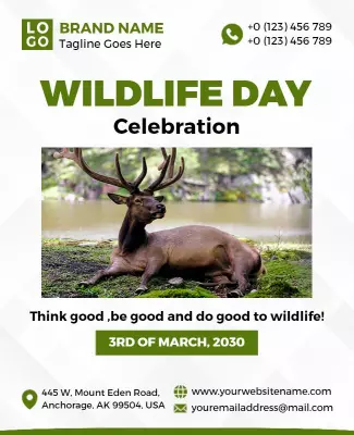 Nature-Themed Wildlife Day Celebration Awareness Poster Template