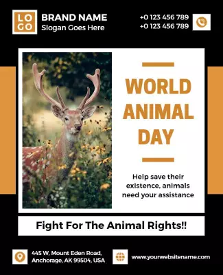 Nature-Themed World Animal Day Awareness Poster Template
