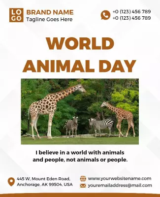 Nature-Themed World Animal Day Celebration Poster Template