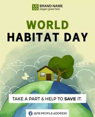 Nature-Themed World Habitat Day Awareness Poster Template