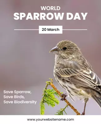 Nature-Themed World Sparrow Day Awareness Poster Template
