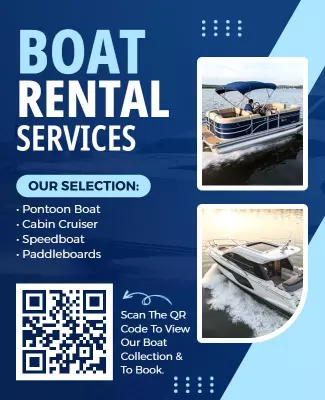 Nautical Blue Boat Rental Services Overview Poster Template