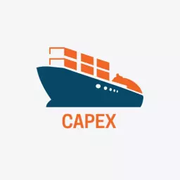 Nautical Blue Cargo Ship Design for Shipping Company Logo Template