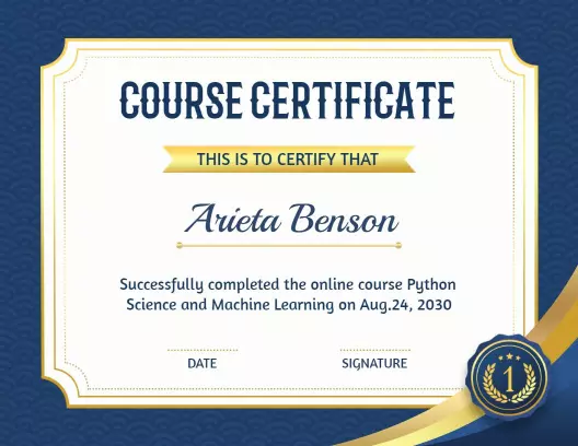 Nautical Blue Elegant Python Course Completion Certificate Template