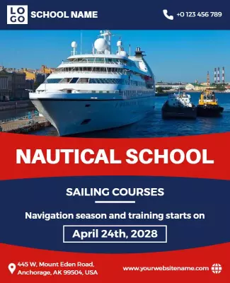Nautical School Sailing Courses Flyer Template