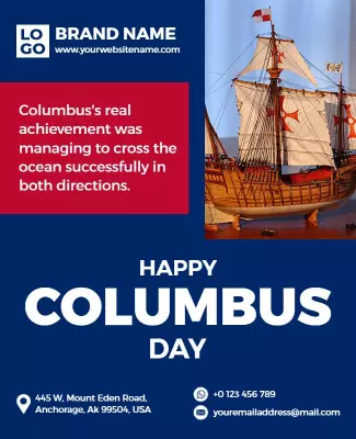 Nautical Theme Columbus Day Celebration Poster Template