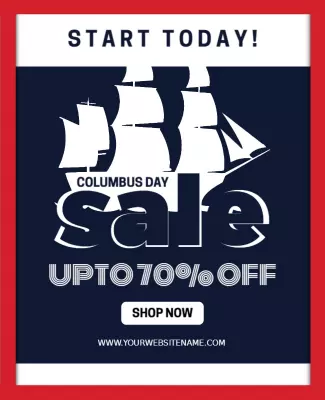 Nautical Theme Columbus Day Sale Discount Poster Template