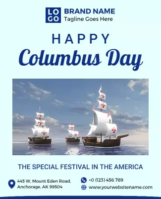 Nautical Theme Happy Columbus Day Festival Poster Template