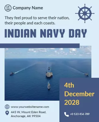 Nautical Theme Indian Navy Day Celebration Poster Template