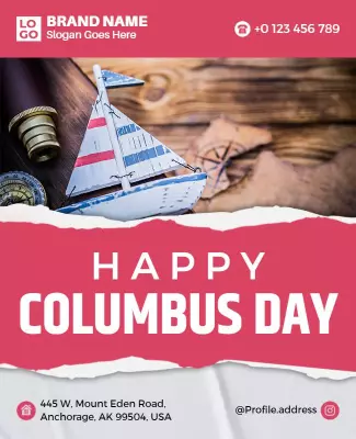 Nautical Themed Happy Columbus Day Celebration Poster Template