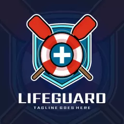 Nautical-Themed Lifeguard Design with Life Ring Logo Template