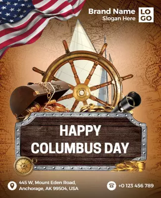 Nautical Vintage Columbus Day Celebration Poster Template