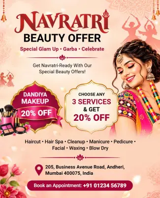 Navratri Festival Beauty Offer Flyer Template