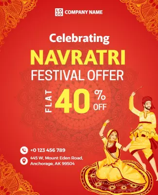 Vibrant Red Navratri Festival Celebration Offer Flyer Template