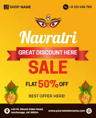 Navratri Festival Discount Sale Flyer Template