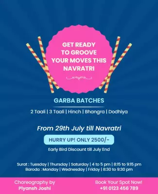 Navratri Garba Dance Classes Flyer Template