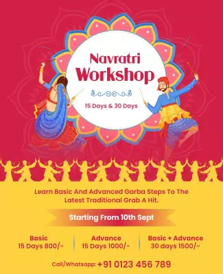 Navratri Garba Dance Workshop Flyer Template