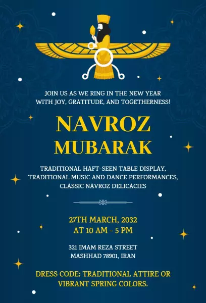 Navroz Festival Celebration Joyous New Year Invitation Template