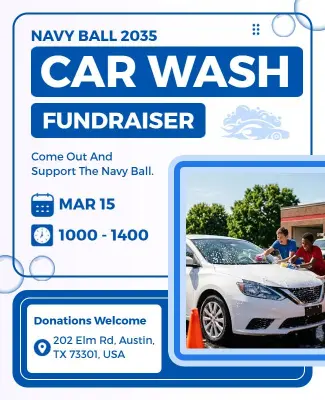 Navy Ball Car Wash Fundraiser Event Flyer Template
