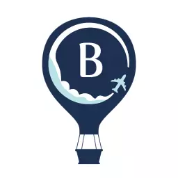 Navy Blue Hot Air Balloon Showcasing Letter B Logo Template