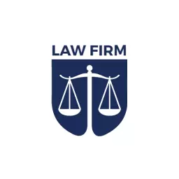 Navy Blue Shield Featuring Balanced Scales for Law Firm Logo Template