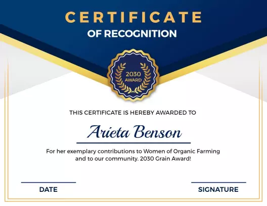 Navy Gold Elegant Award Recognition Certificate Template