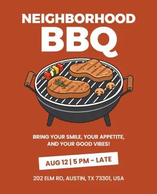 Neighborhood BBQ Event Poster Template