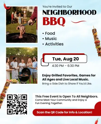 Neighborhood Community BBQ Event Flyer Template