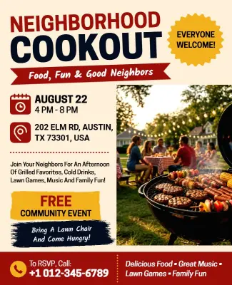Neighborhood Cookout Event Flyer Template
