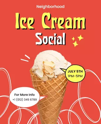 Neighborhood Ice Cream Social Flyer Template