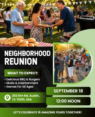 Neighborhood Reunion Event Flyer Template