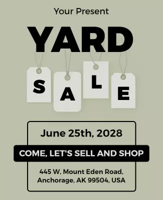 Minimalist Green Yard Sale Invitation Flyer Template