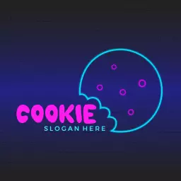 Neon Blue and Pink Cookie Design Enhancing Sweet Treats Logo Template