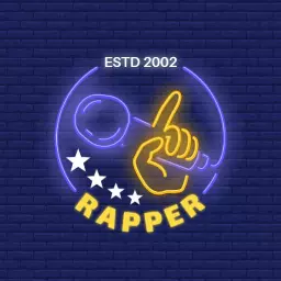 Neon Blue and Yellow Rapper Design Featuring a Microphone Logo Template
