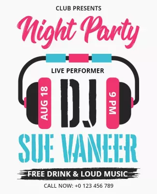 Neon Colorful Night Party DJ Event Poster Template