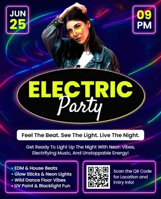 Neon Electric Music Party Flyer Template