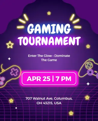 Neon Gaming Tournament Event Poster Template