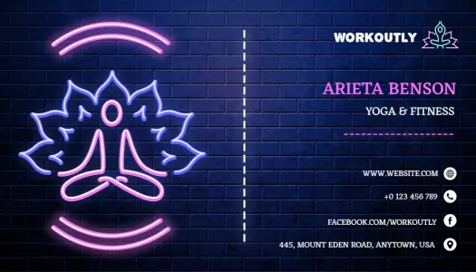 Neon Lotus Meditation Theme for Yoga & Fitness Business Card Template