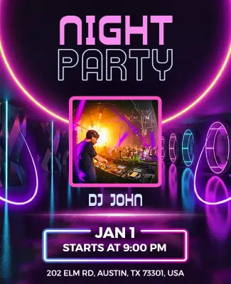 Neon Nightclub DJ Party Flyer Template