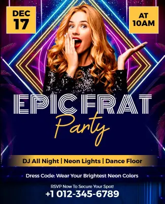 Neon Theme Fraternity Party Flyer Template