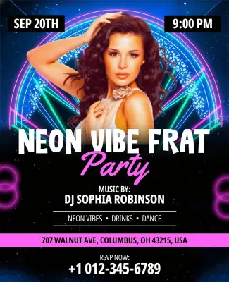 Neon Vibe Frat Party Flyer Template
